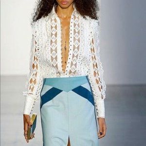 Zimmermann Moncur Silk-Linen Studded Shirt- S/S 19